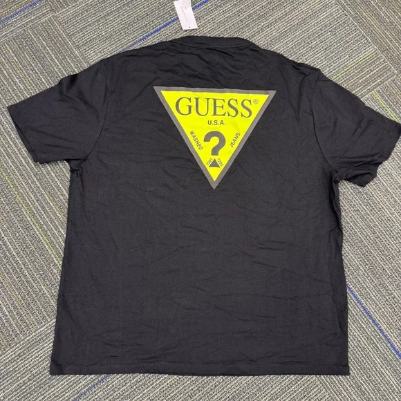 GUESS Mens Black Logo‎ Graphic T Shirt XL S/S Crew Neck Cotton Blend Casual Tee - Picture 3 of 8